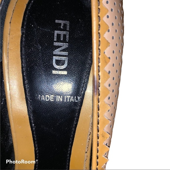 Fendi Mustard Yellow Patent Leather Perforated Pumps Heels size 38.5 - Picture 10 of 12